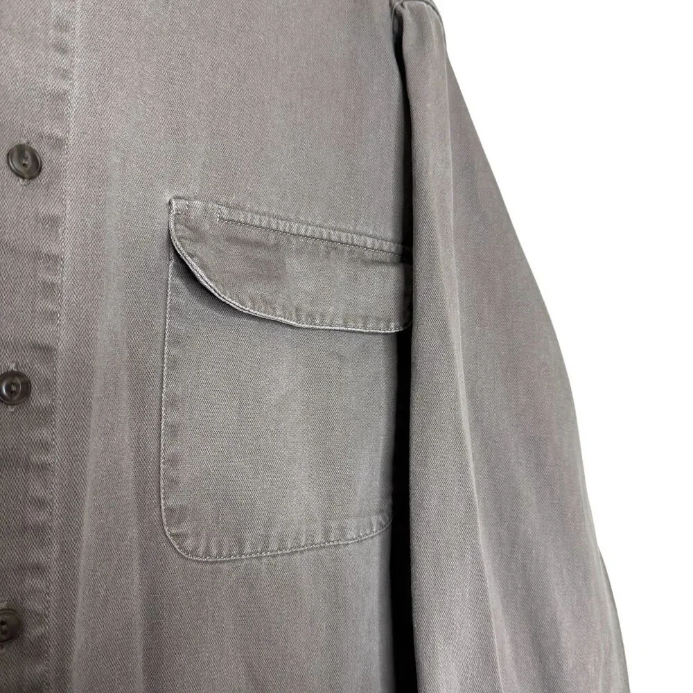 VTG Abercrombie & Fitch‎ Men's XL Gray Canvas Button Down Thick Gorpcore Y2K - Picture 6 of 8